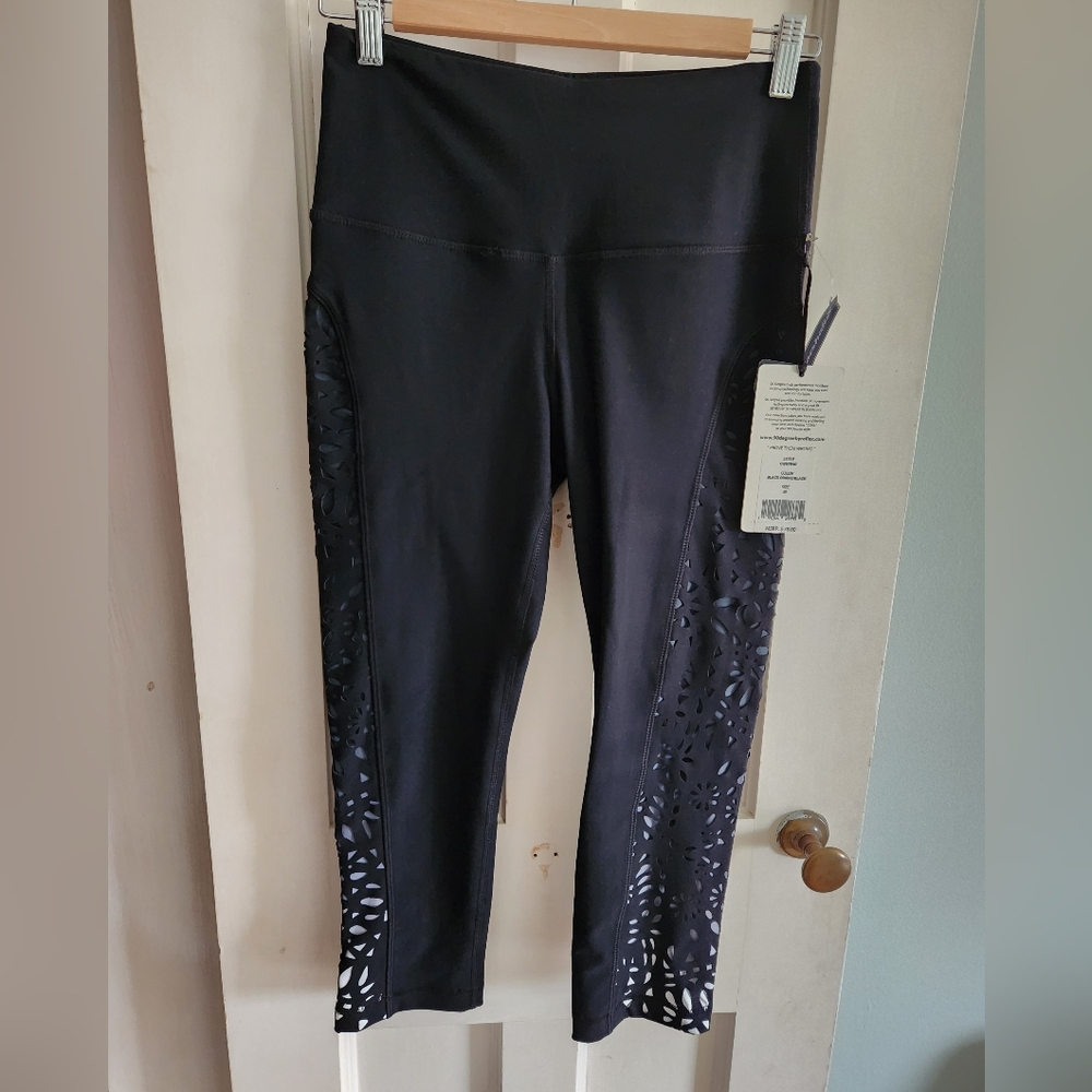 NWT 90 Degrees Black Leggings with Cutout Design